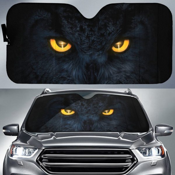 Yellow Eyes Of Owl Car Sunshade Custom Owl Car Accessories