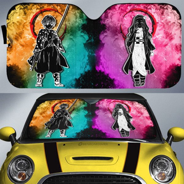 Zenitsu Nezuko Car Sunshade Custom Car Accessories